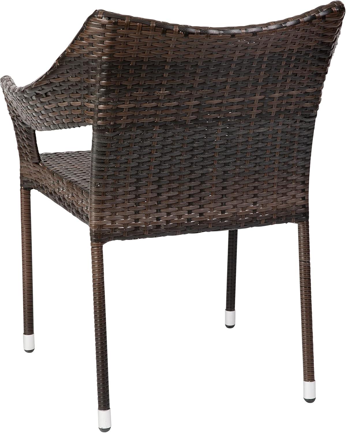 imageFlash Furniture Ethan Commercial Grade Patio Chair All Weather PE Rattan Wicker Stacking Patio Dining Chair Set of 2 GrayEspresso