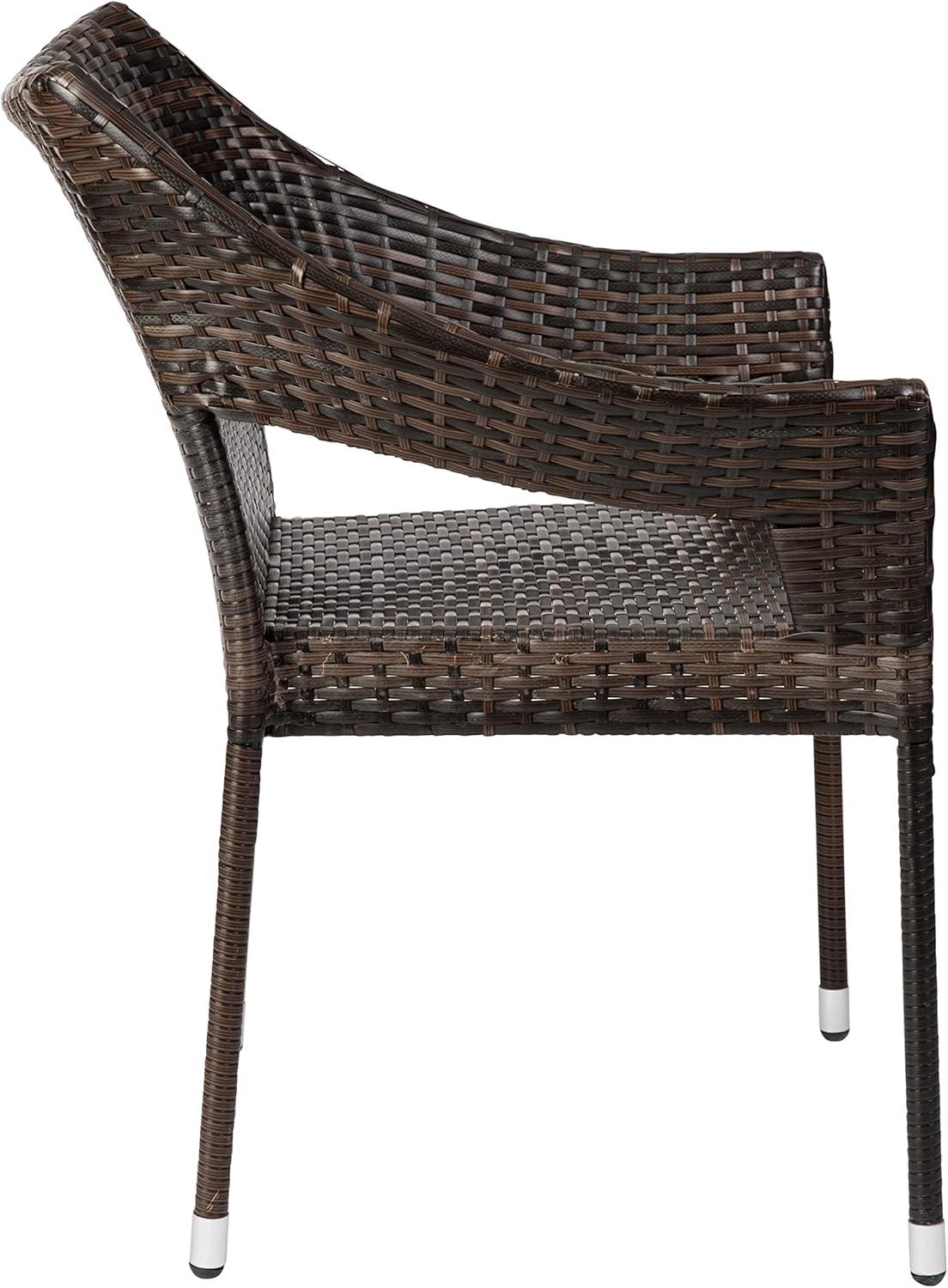 imageFlash Furniture Ethan Commercial Grade Patio Chair All Weather PE Rattan Wicker Stacking Patio Dining Chair Set of 2 GrayEspresso