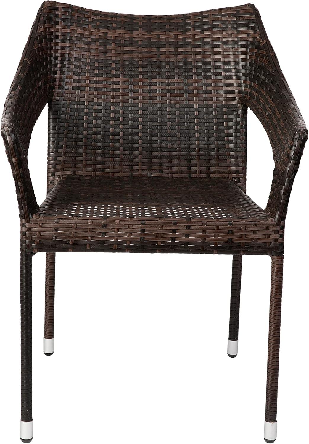 imageFlash Furniture Ethan Commercial Grade Patio Chair All Weather PE Rattan Wicker Stacking Patio Dining Chair Set of 2 GrayEspresso