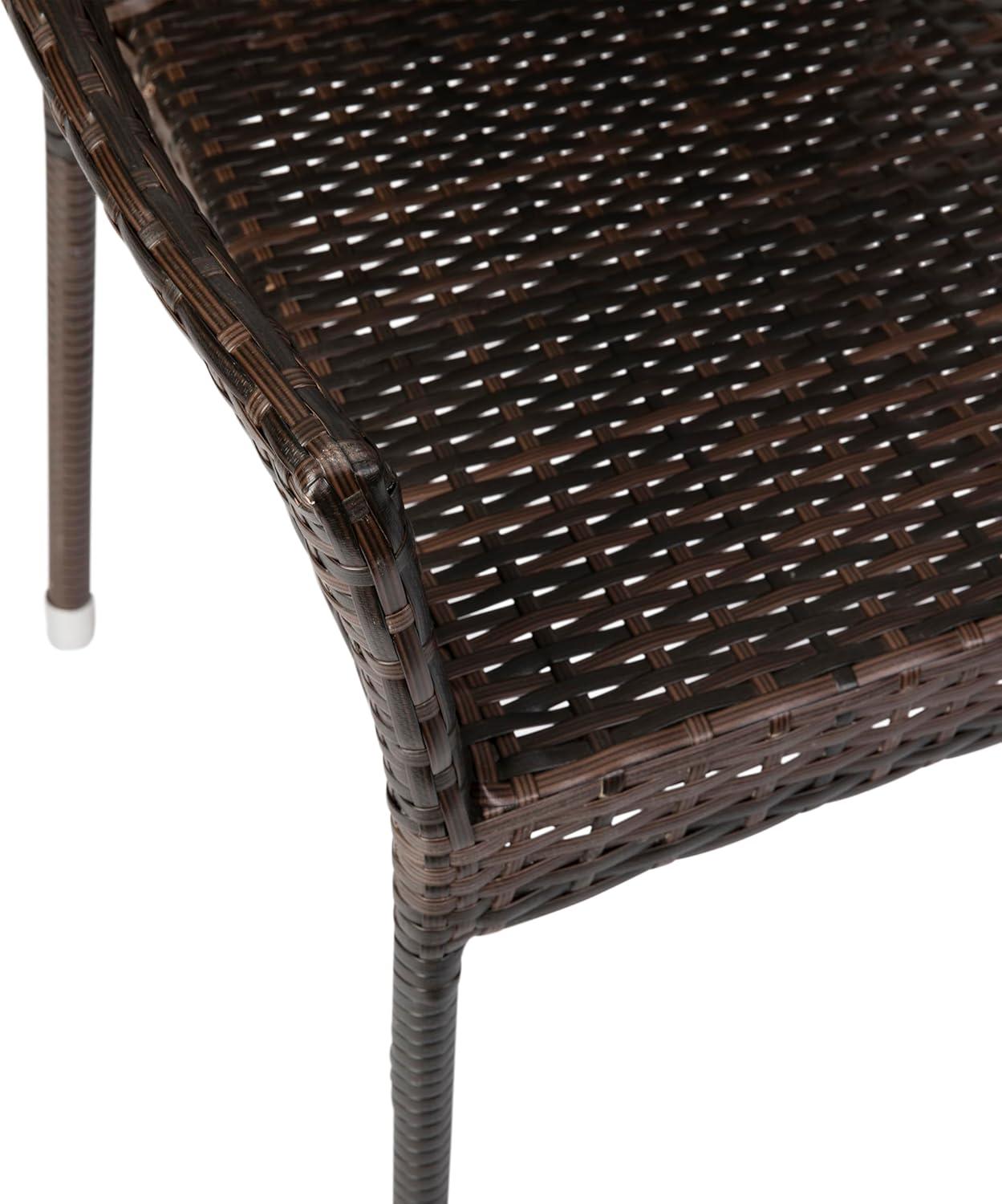 imageFlash Furniture Ethan Commercial Grade Patio Chair All Weather PE Rattan Wicker Stacking Patio Dining Chair Set of 2 GrayEspresso
