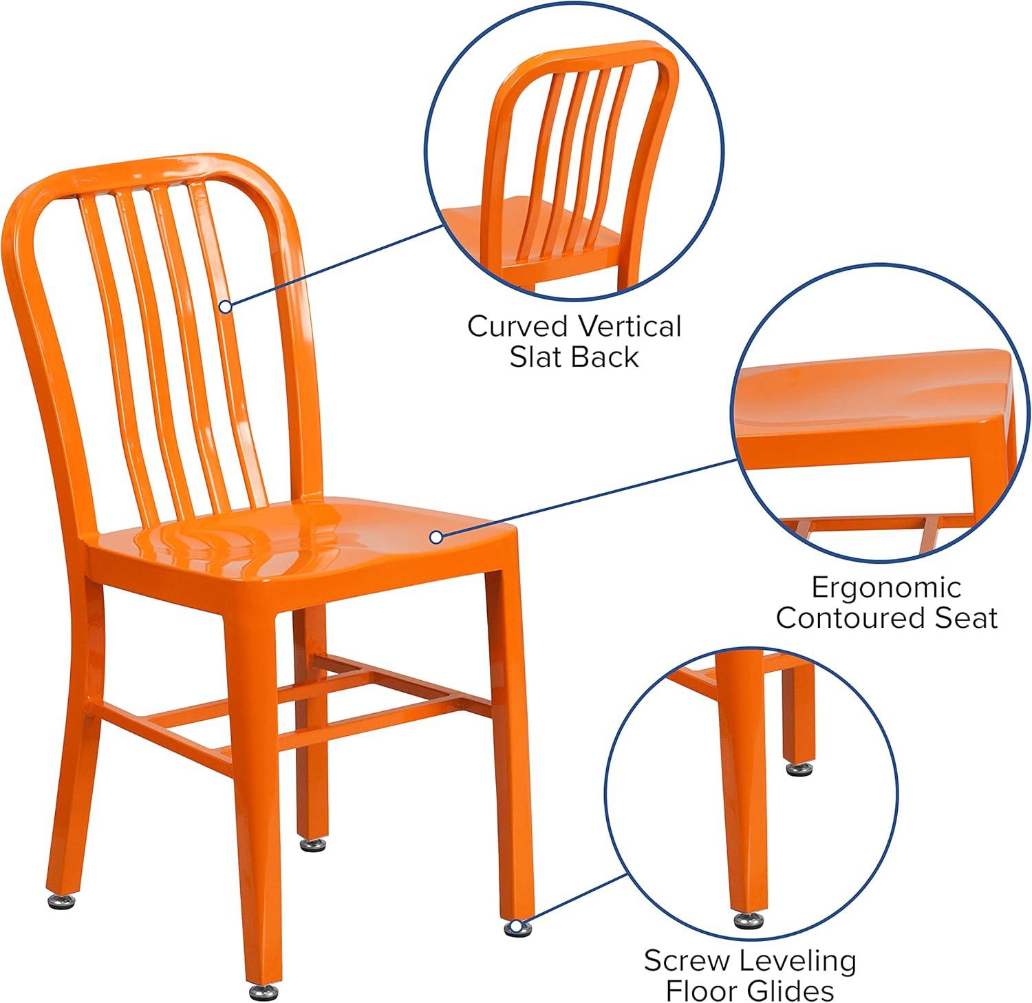 imageFlash Furniture Gael Commercial Grade 2 Pack Yellow Metal IndoorOutdoor ChairOrange
