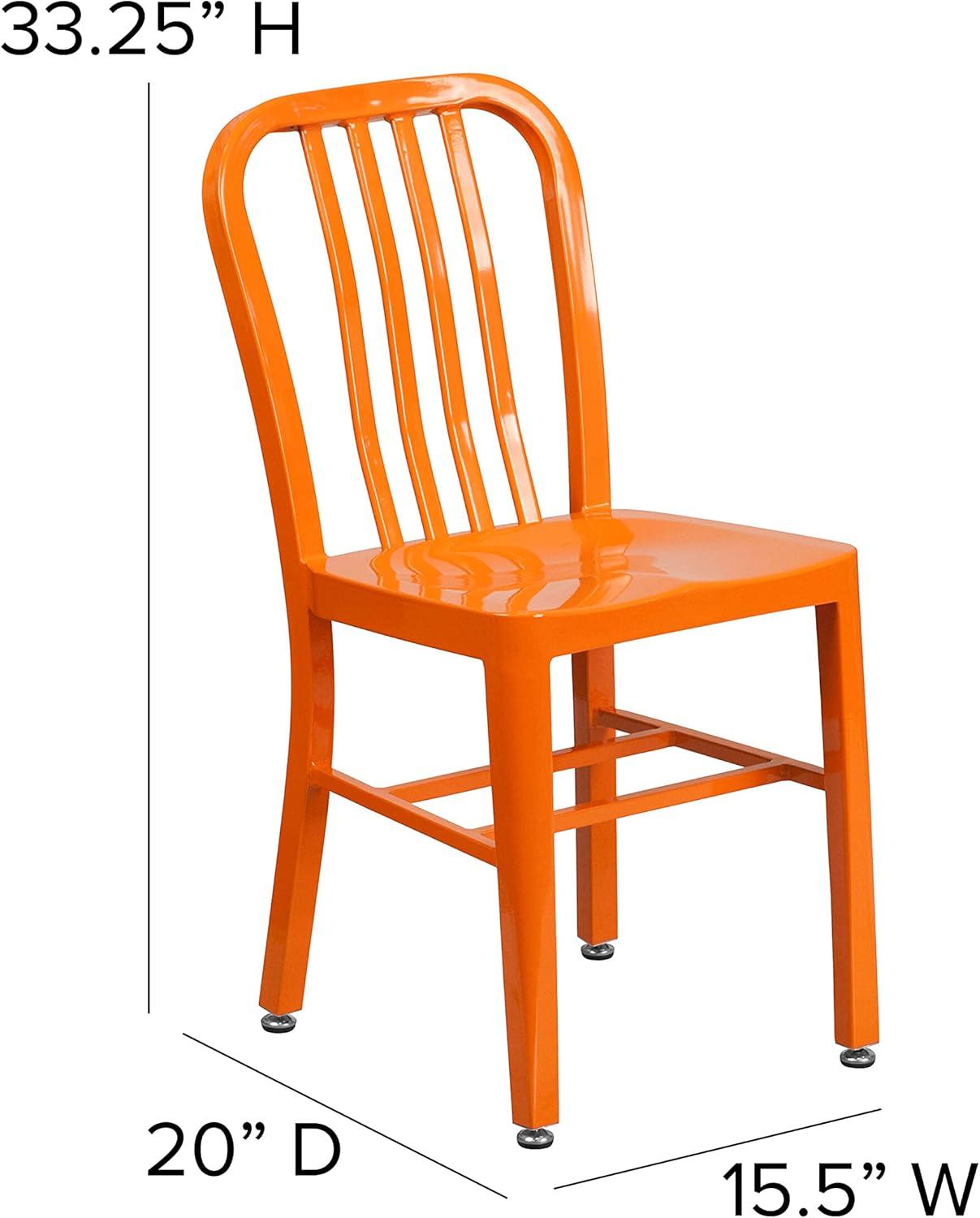 imageFlash Furniture Gael Commercial Grade 2 Pack Yellow Metal IndoorOutdoor ChairOrange