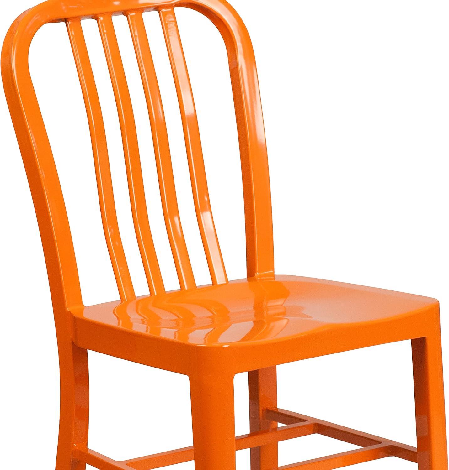 imageFlash Furniture Gael Commercial Grade 2 Pack Yellow Metal IndoorOutdoor ChairOrange