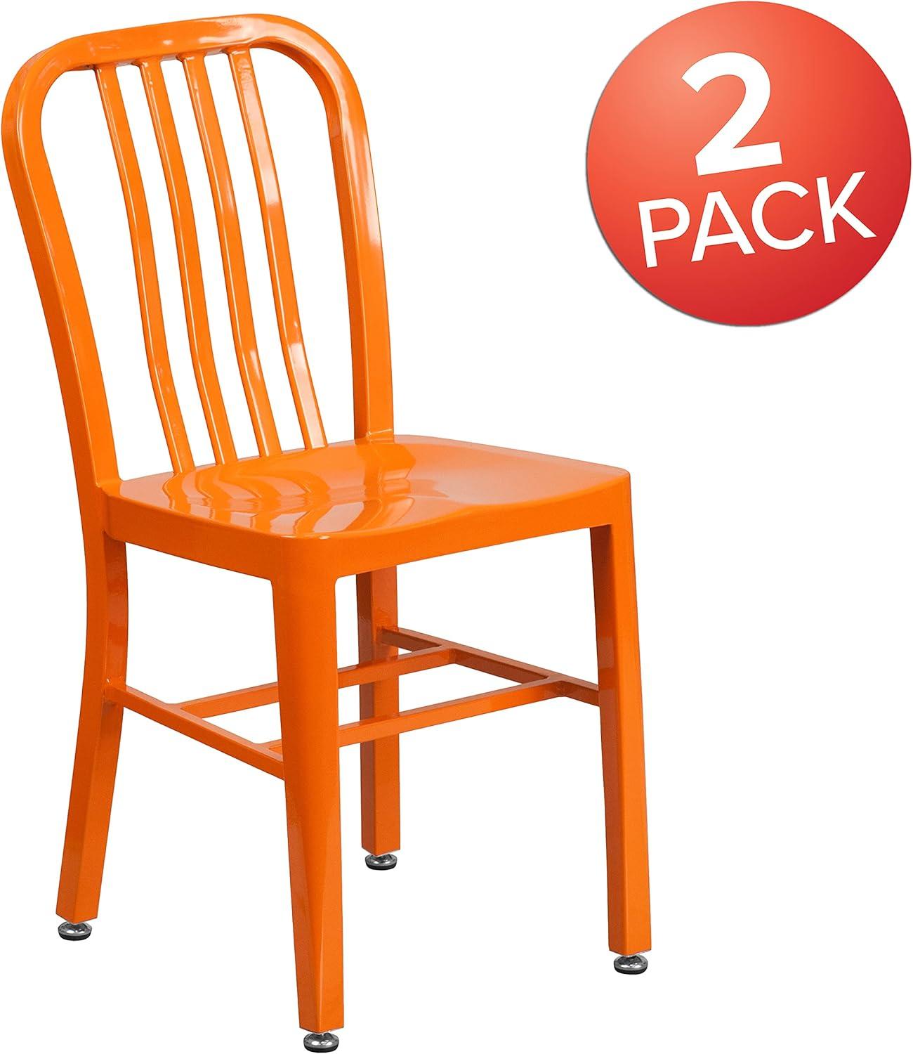 imageFlash Furniture Gael Commercial Grade 2 Pack Yellow Metal IndoorOutdoor ChairOrange