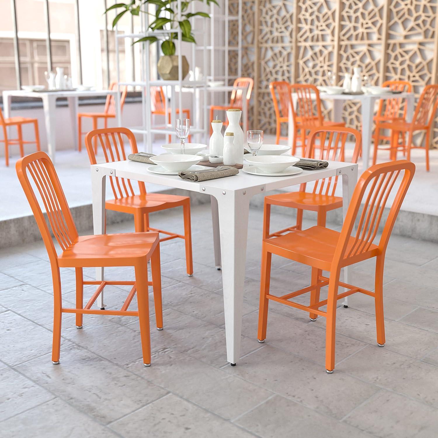 imageFlash Furniture Gael Commercial Grade 2 Pack Yellow Metal IndoorOutdoor ChairOrange