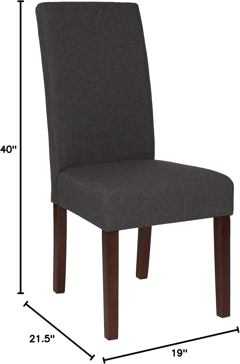 imageFlash Furniture Greenwich Series Black LeatherSoft Upholstered Panel Back MidCentury Parsons Dining ChairGray Fabric