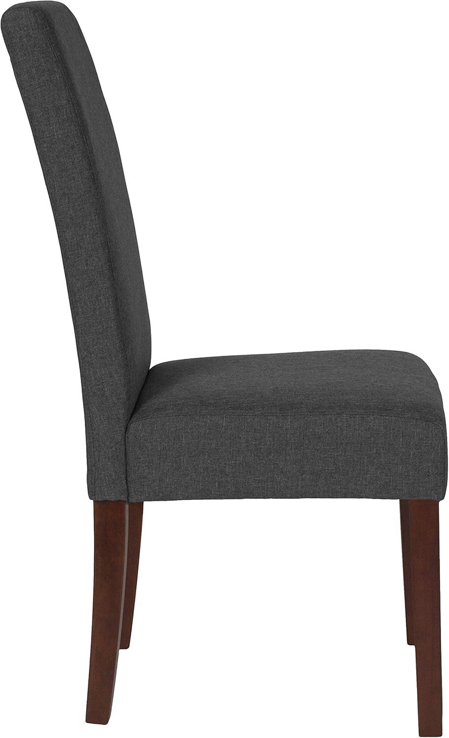 imageFlash Furniture Greenwich Series Black LeatherSoft Upholstered Panel Back MidCentury Parsons Dining ChairGray Fabric