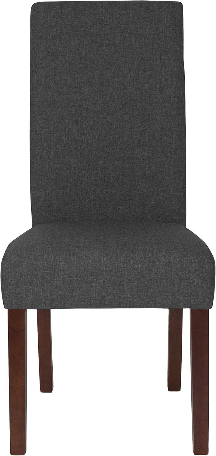 imageFlash Furniture Greenwich Series Black LeatherSoft Upholstered Panel Back MidCentury Parsons Dining ChairGray Fabric