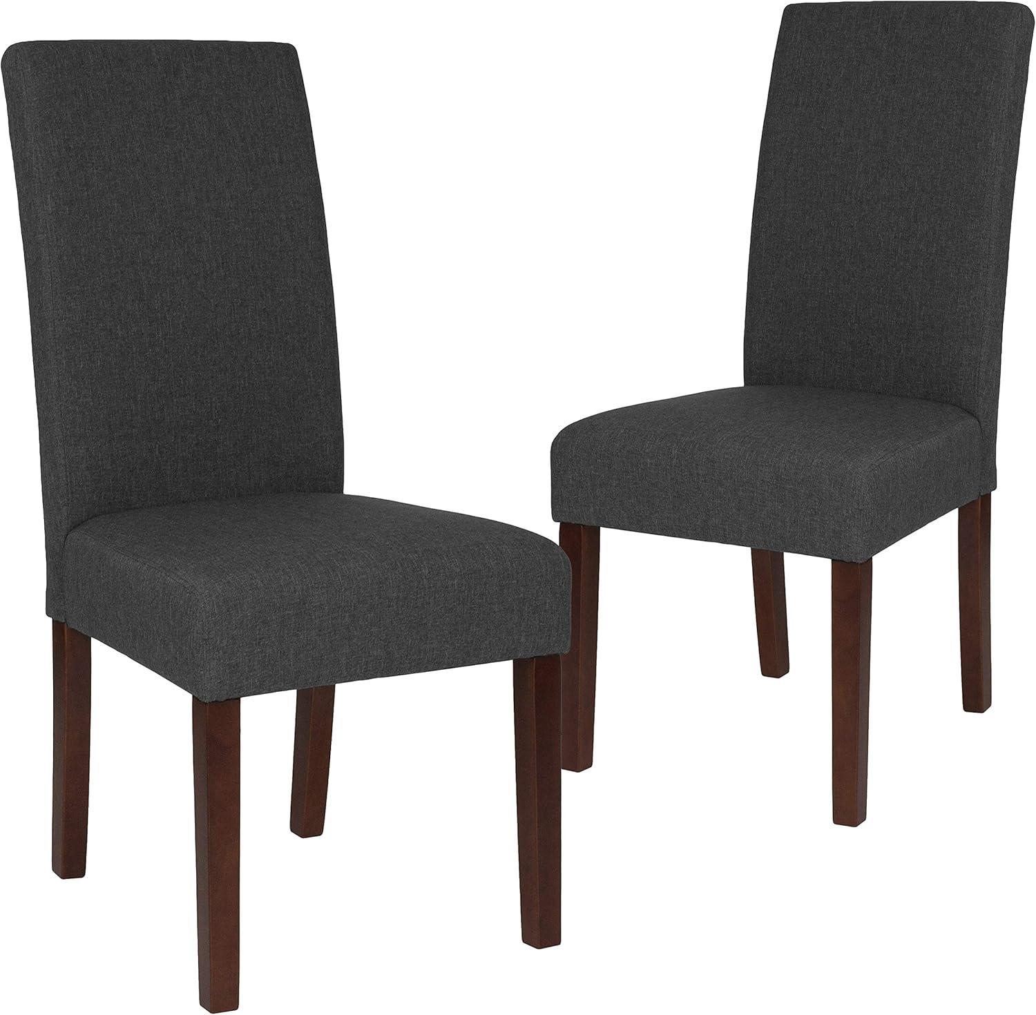imageFlash Furniture Greenwich Series Black LeatherSoft Upholstered Panel Back MidCentury Parsons Dining ChairGray Fabric