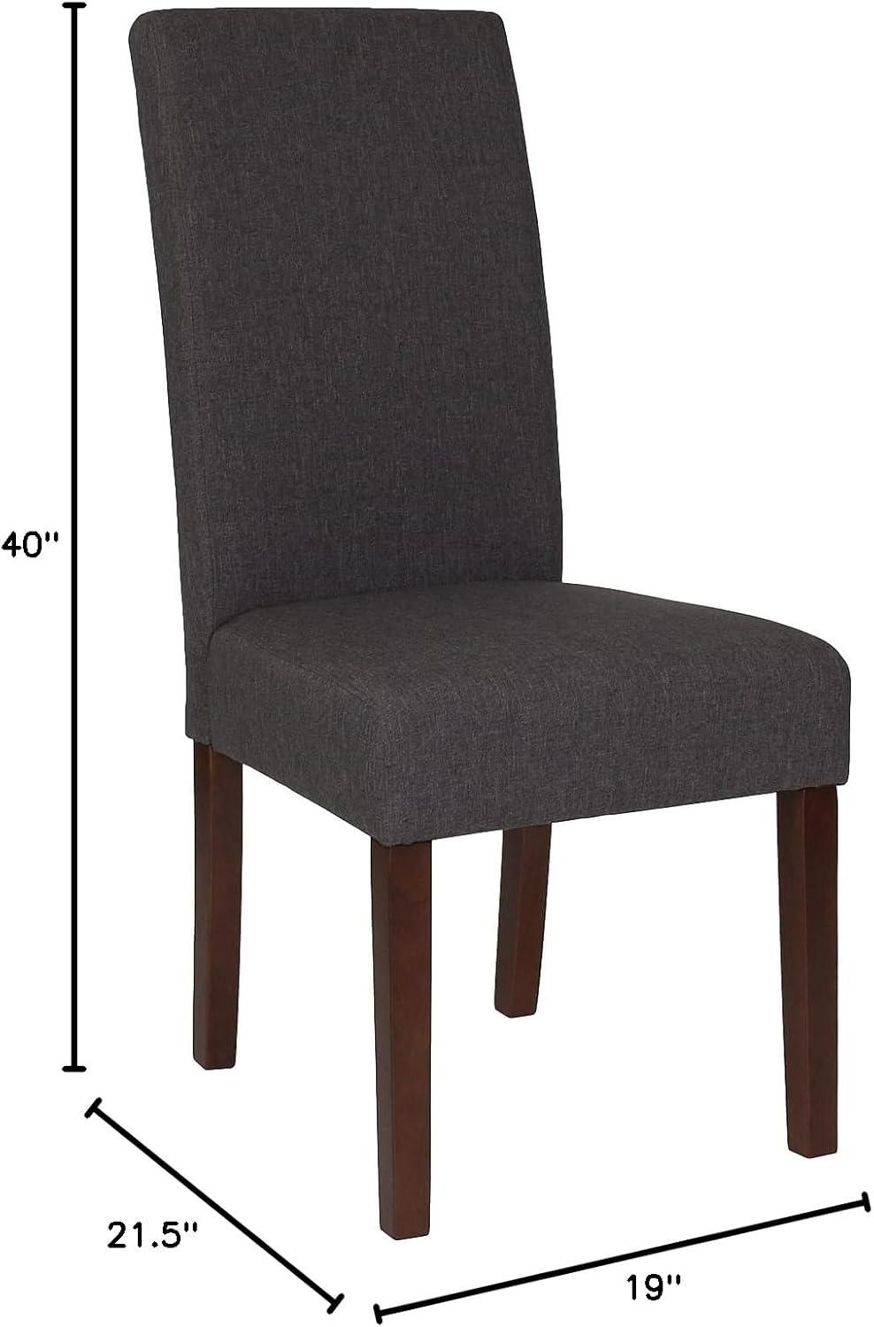 imageFlash Furniture Greenwich Series Black LeatherSoft Upholstered Panel Back MidCentury Parsons Dining ChairGray Fabric