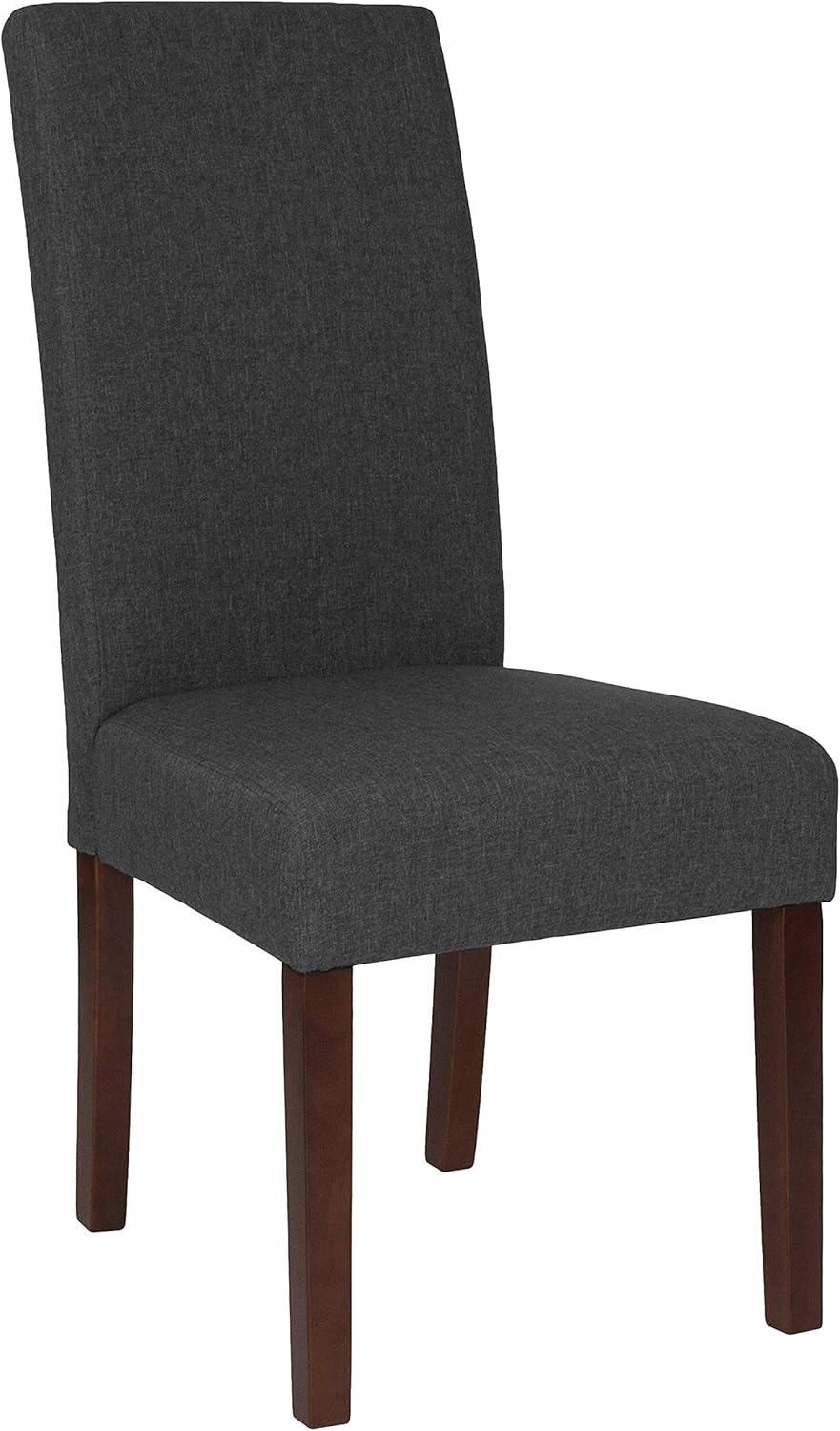 imageFlash Furniture Greenwich Series Black LeatherSoft Upholstered Panel Back MidCentury Parsons Dining ChairGray Fabric