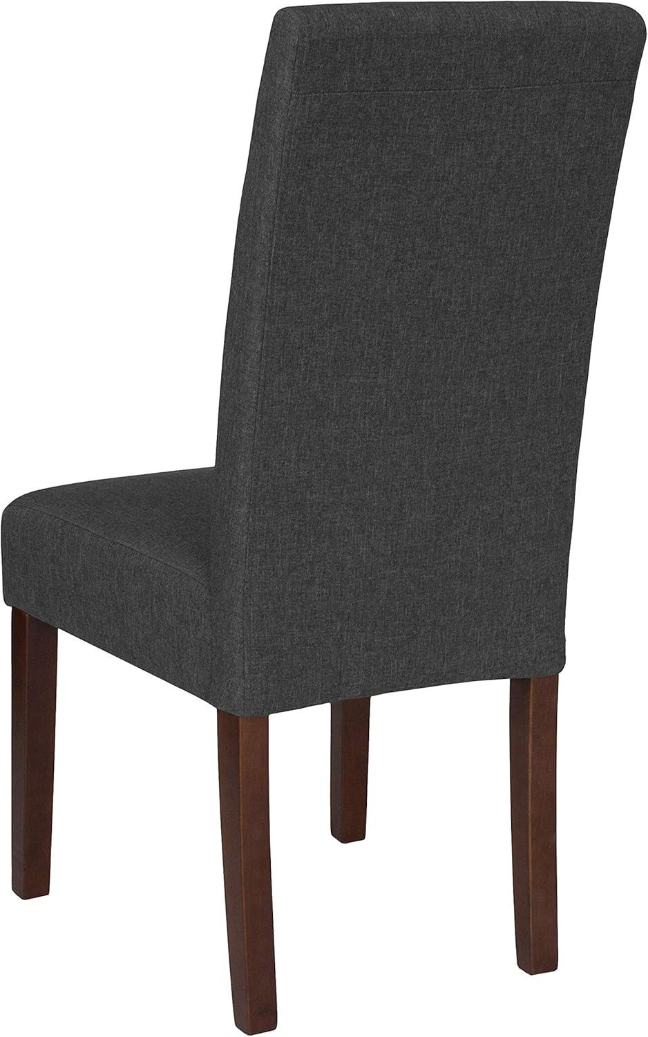 imageFlash Furniture Greenwich Series Black LeatherSoft Upholstered Panel Back MidCentury Parsons Dining ChairGray Fabric