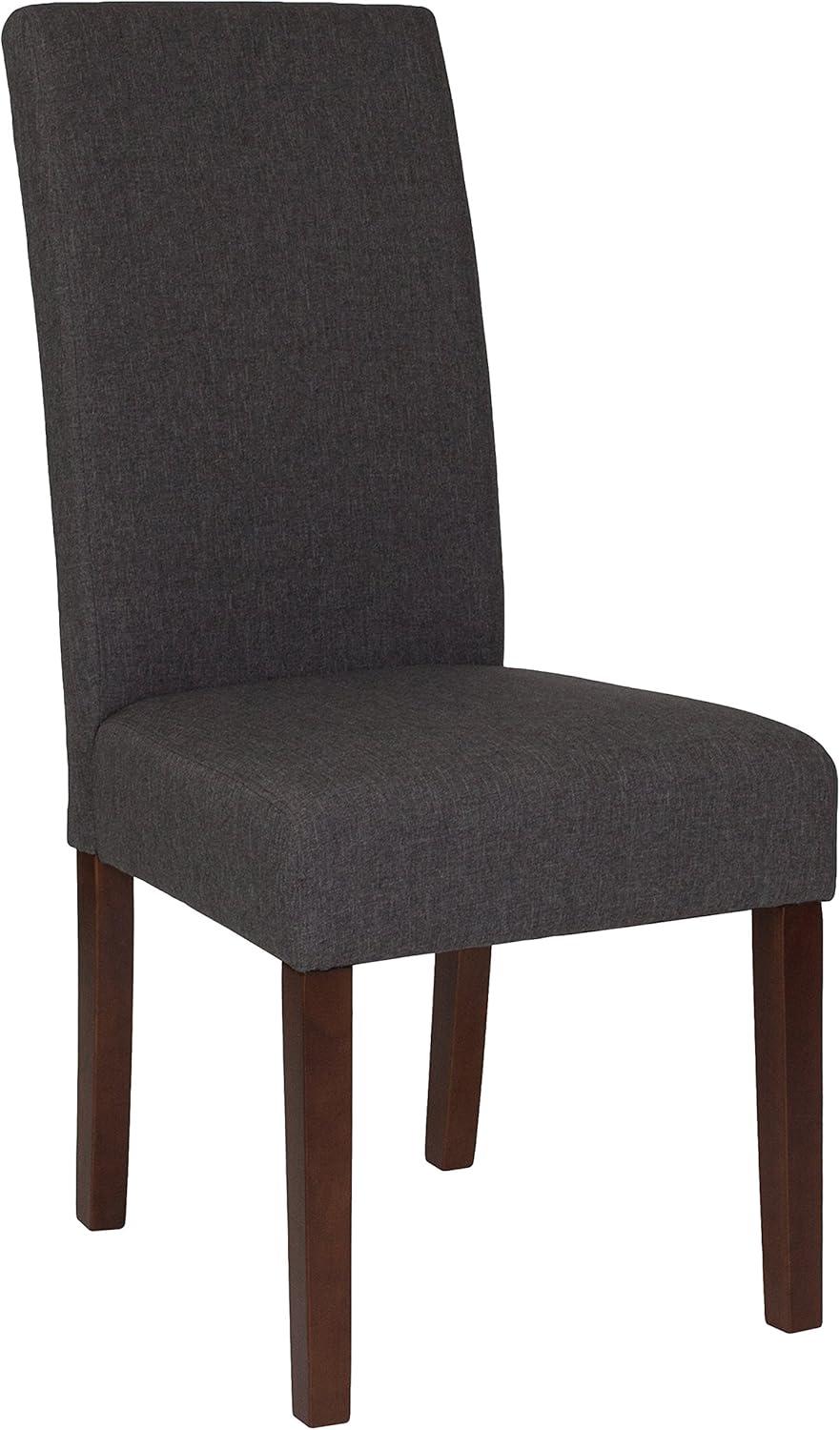 imageFlash Furniture Greenwich Series Black LeatherSoft Upholstered Panel Back MidCentury Parsons Dining ChairGray Fabric