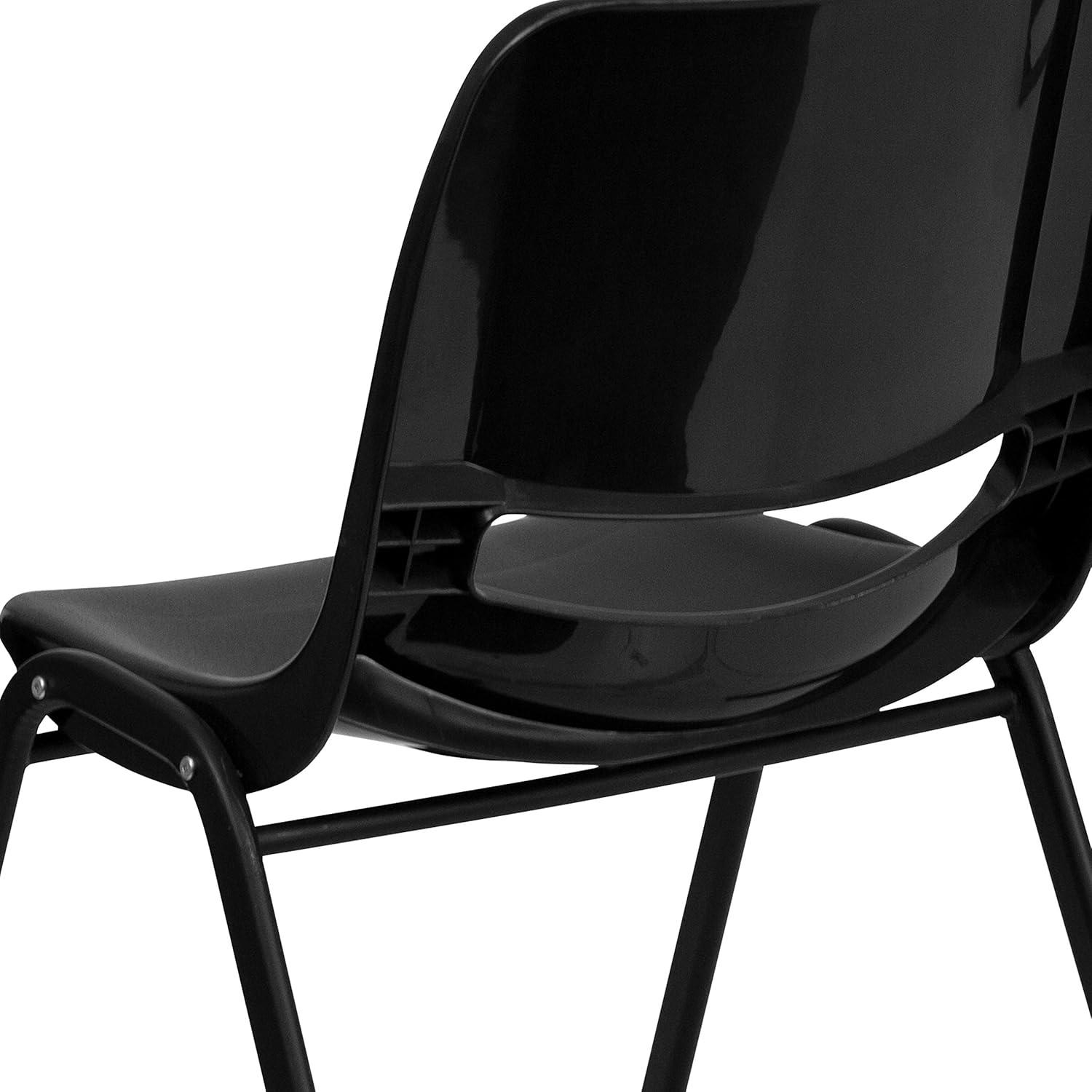 imageFlash Furniture HERCULES Series 661 lb Capacity Black Ergonomic Shell Stack Chair with Black Frame and 16 Seat HeightBlack PlasticBlack Frame