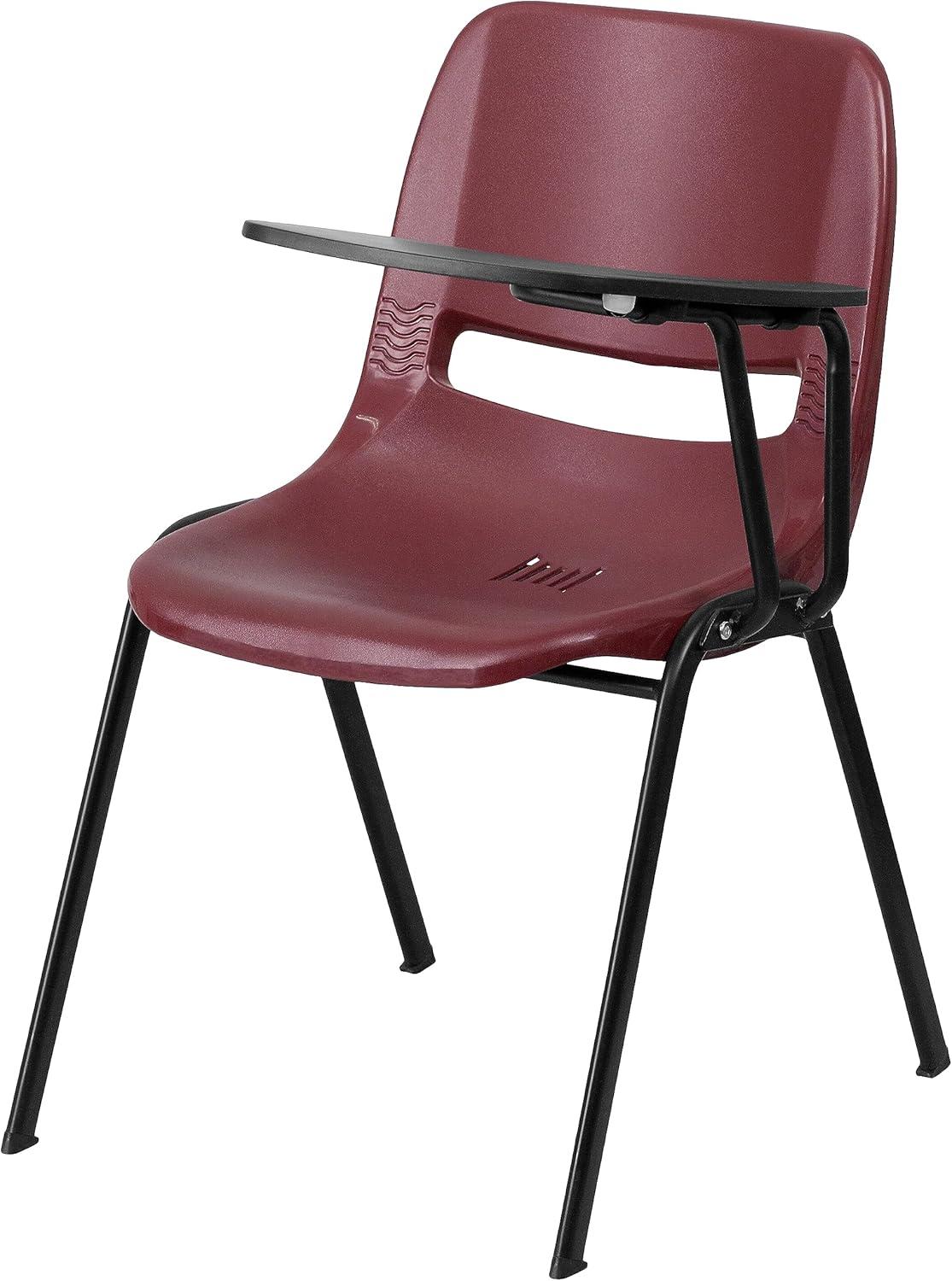 imageFlash Furniture HERCULES Series 661 lb Capacity Black Ergonomic Shell Stack Chair with Black Frame and 16 Seat HeightBurgundy