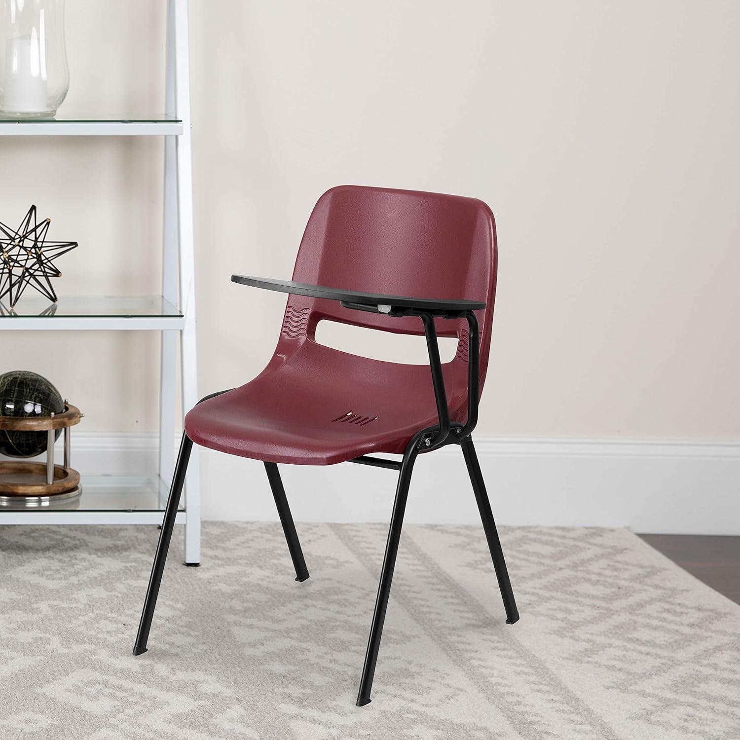 imageFlash Furniture HERCULES Series 661 lb Capacity Black Ergonomic Shell Stack Chair with Black Frame and 16 Seat HeightBurgundy