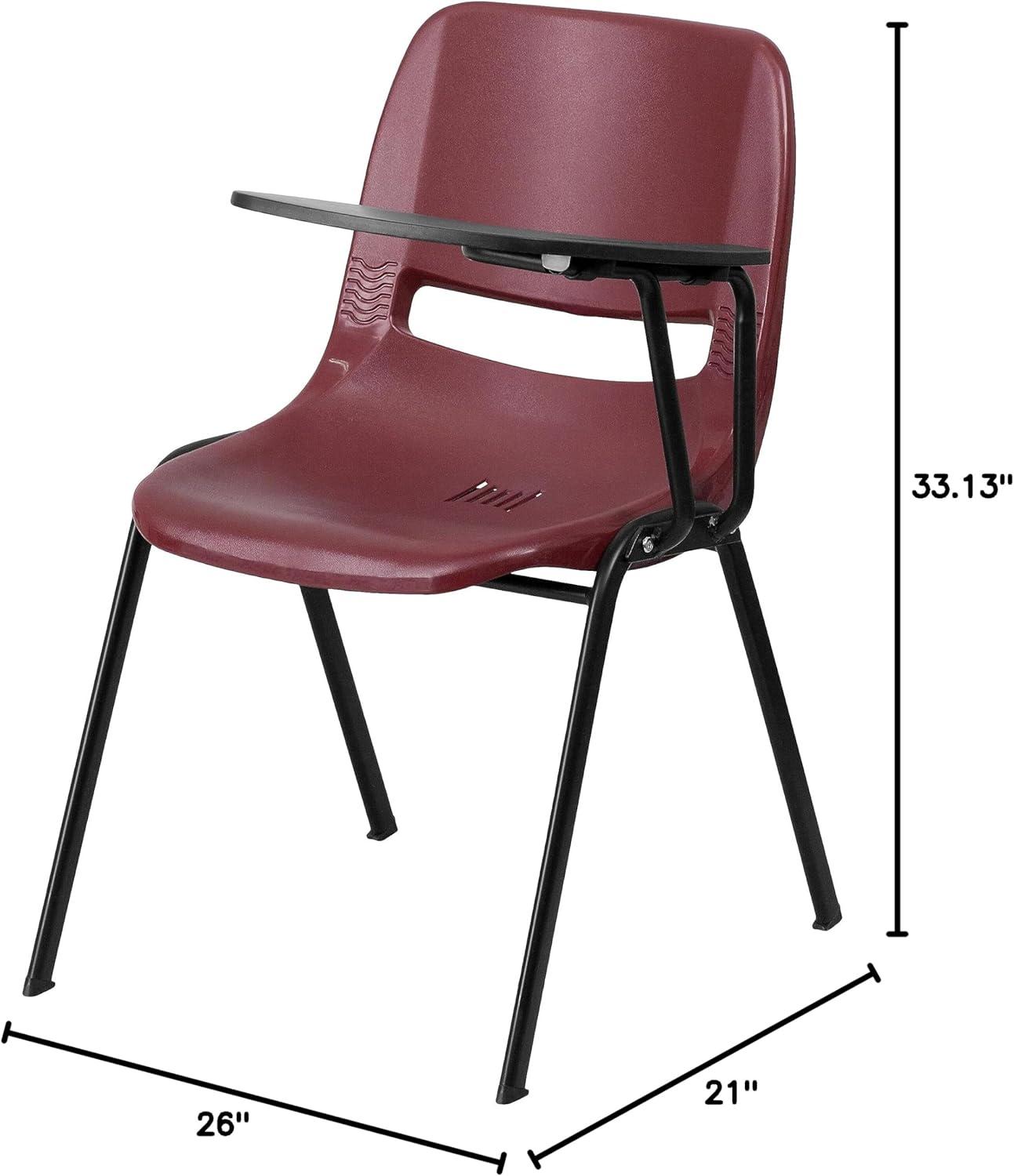 imageFlash Furniture HERCULES Series 661 lb Capacity Black Ergonomic Shell Stack Chair with Black Frame and 16 Seat HeightBurgundy