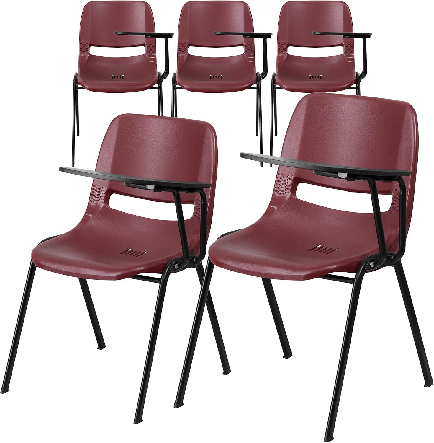 imageFlash Furniture HERCULES Series 661 lb Capacity Black Ergonomic Shell Stack Chair with Black Frame and 16 Seat HeightBurgundy