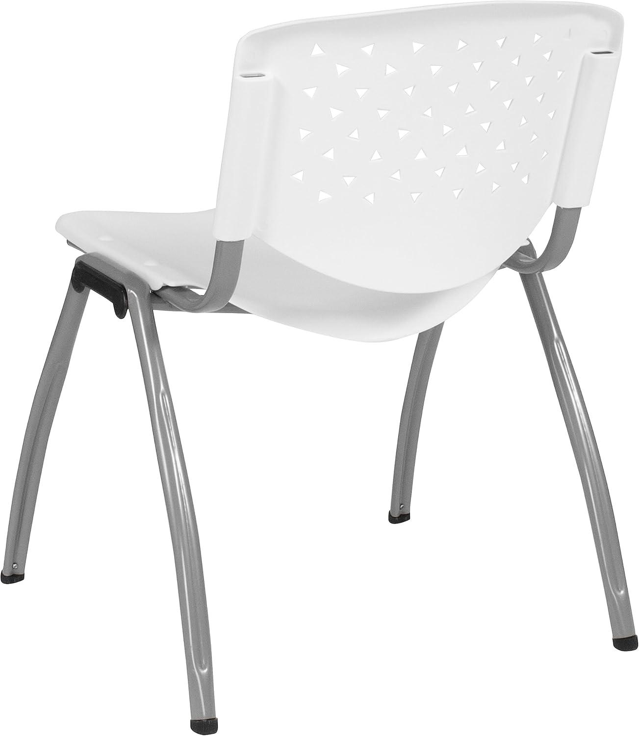 imageFlash Furniture HERCULES Series 880 lb Capacity Black Plastic Stack Chair with Titanium Gray Powder Coated FrameWhite