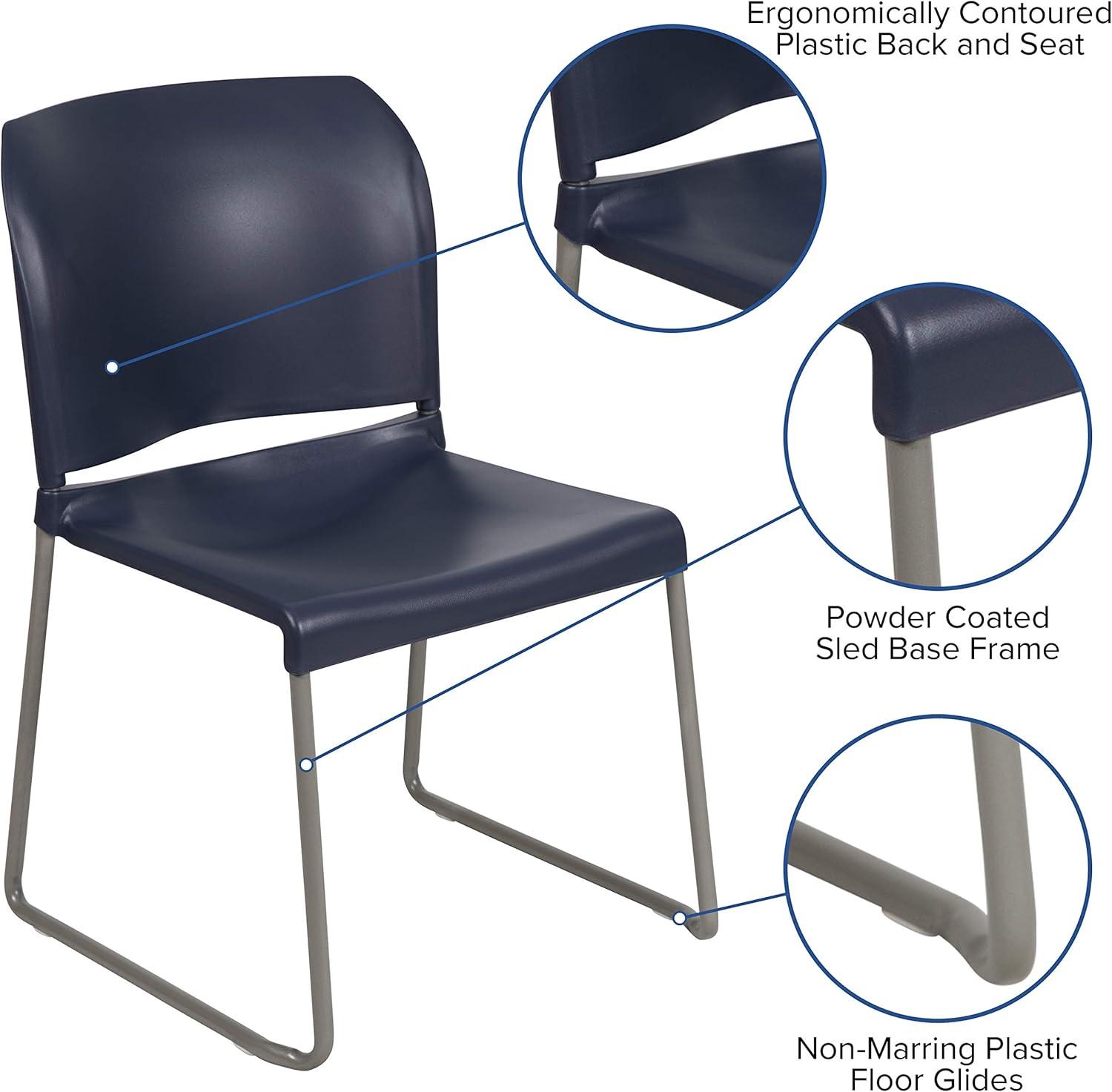 imageFlash Furniture HERCULES Series 880 lb Capacity Yellow Full Back Contoured Stack Chair with Gray Powder Coated Sled BaseNavy