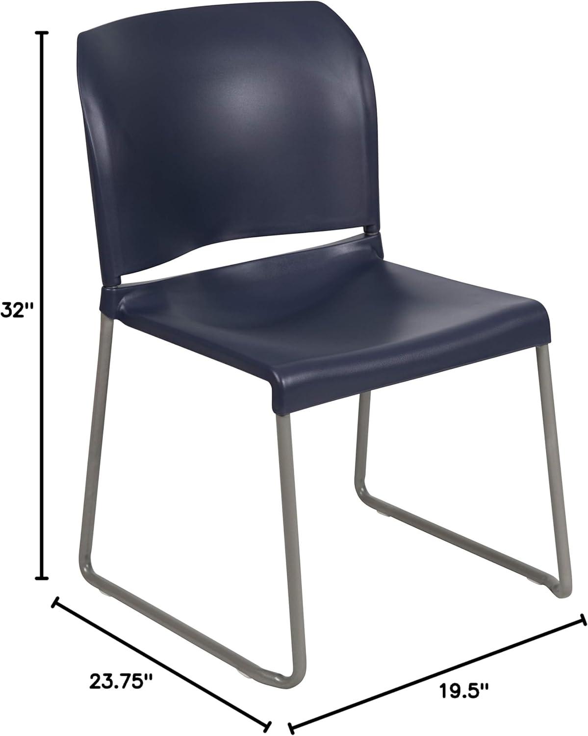 imageFlash Furniture HERCULES Series 880 lb Capacity Yellow Full Back Contoured Stack Chair with Gray Powder Coated Sled BaseNavy