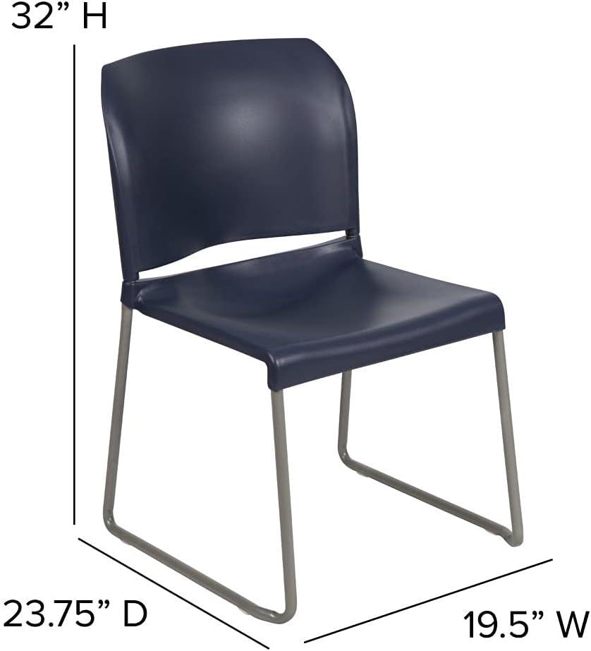 imageFlash Furniture HERCULES Series 880 lb Capacity Yellow Full Back Contoured Stack Chair with Gray Powder Coated Sled BaseNavy
