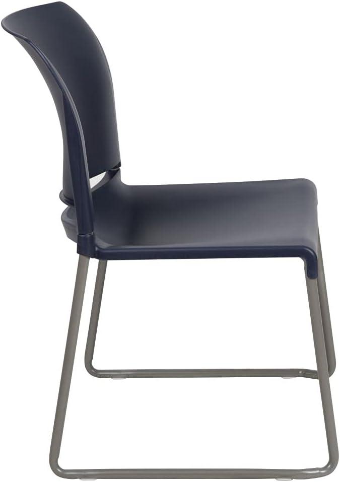 imageFlash Furniture HERCULES Series 880 lb Capacity Yellow Full Back Contoured Stack Chair with Gray Powder Coated Sled BaseNavy