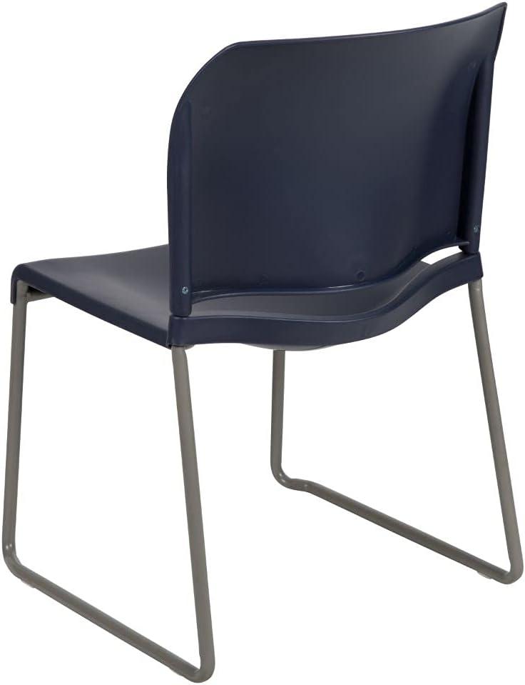 imageFlash Furniture HERCULES Series 880 lb Capacity Yellow Full Back Contoured Stack Chair with Gray Powder Coated Sled BaseNavy