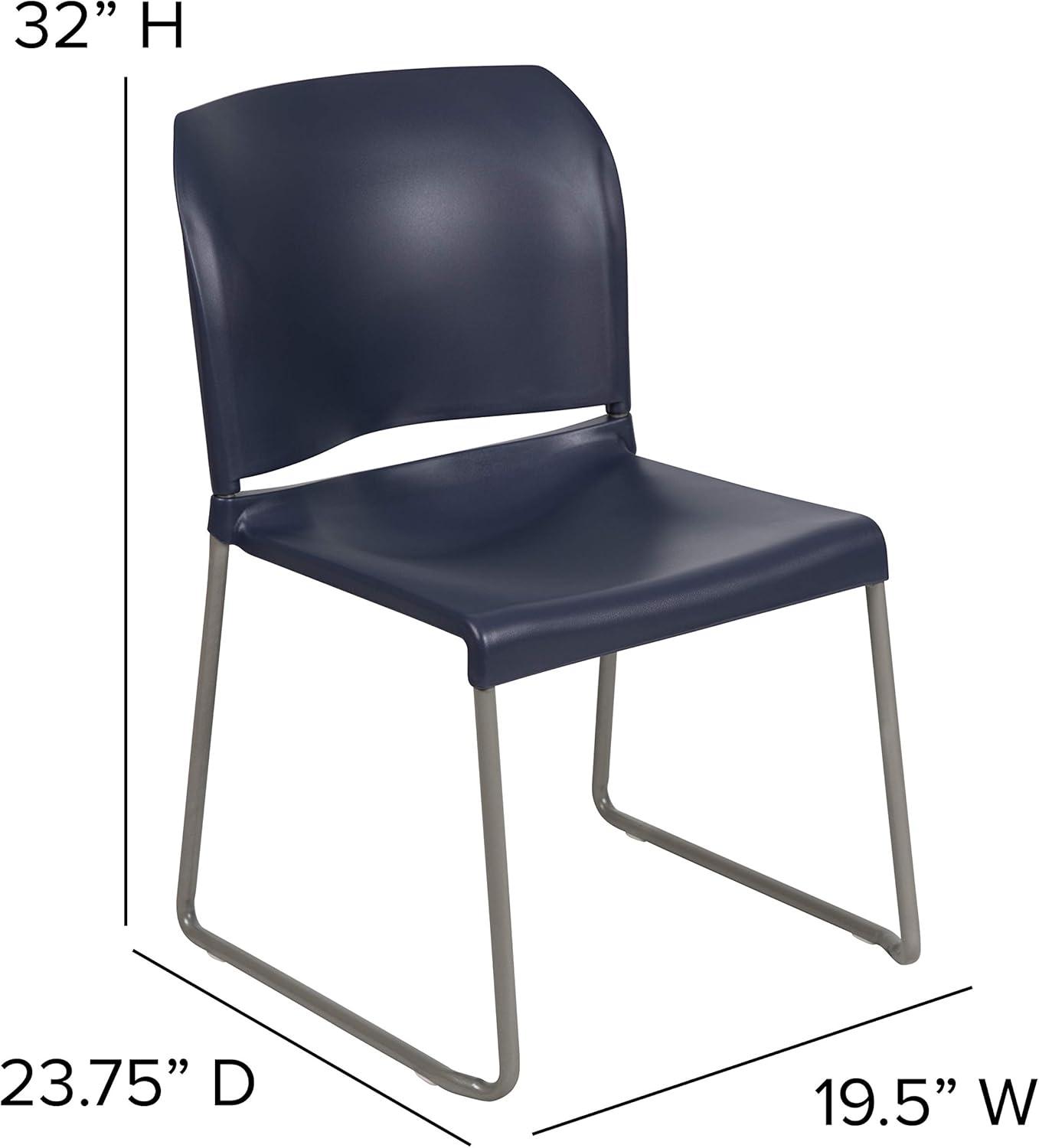 imageFlash Furniture HERCULES Series 880 lb Capacity Yellow Full Back Contoured Stack Chair with Gray Powder Coated Sled BaseNavy