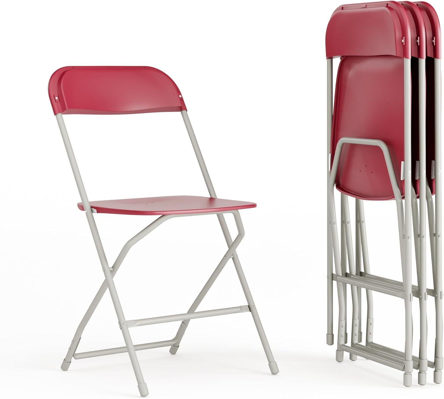 imageFlash Furniture Hercules Series Plastic Folding Chair White 4 Pack 650LB Weight Capacity Comfortable Event ChairLightweight Folding ChairRed