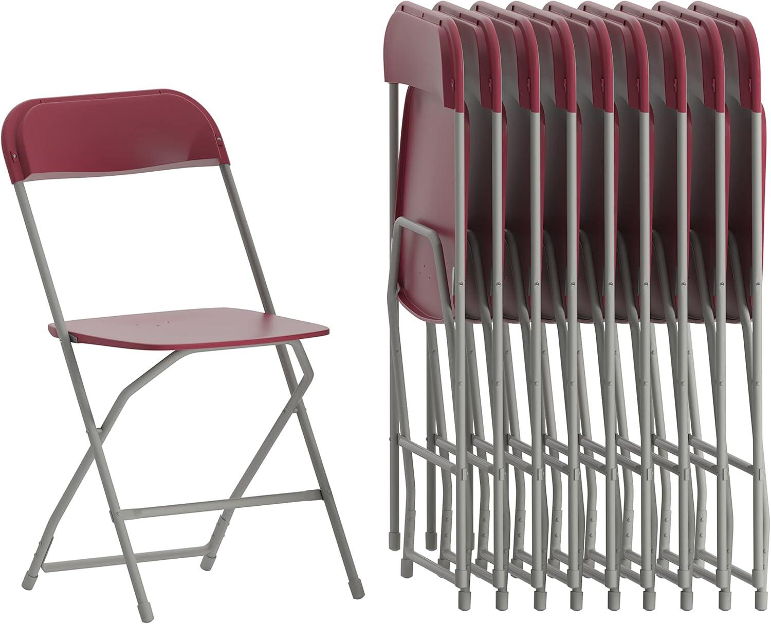 imageFlash Furniture Hercules Series Plastic Folding Chair White 4 Pack 650LB Weight Capacity Comfortable Event ChairLightweight Folding ChairRed