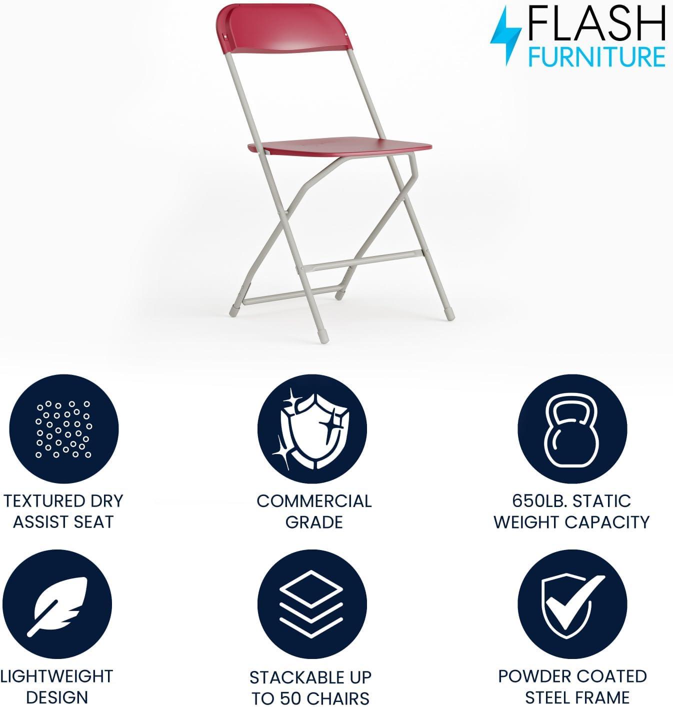 imageFlash Furniture Hercules Series Plastic Folding Chair White 4 Pack 650LB Weight Capacity Comfortable Event ChairLightweight Folding ChairRed