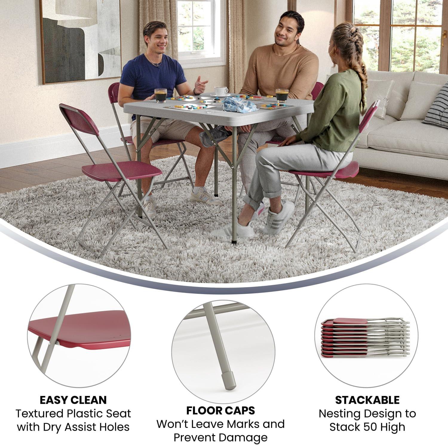 imageFlash Furniture Hercules Series Plastic Folding Chair White 4 Pack 650LB Weight Capacity Comfortable Event ChairLightweight Folding ChairRed
