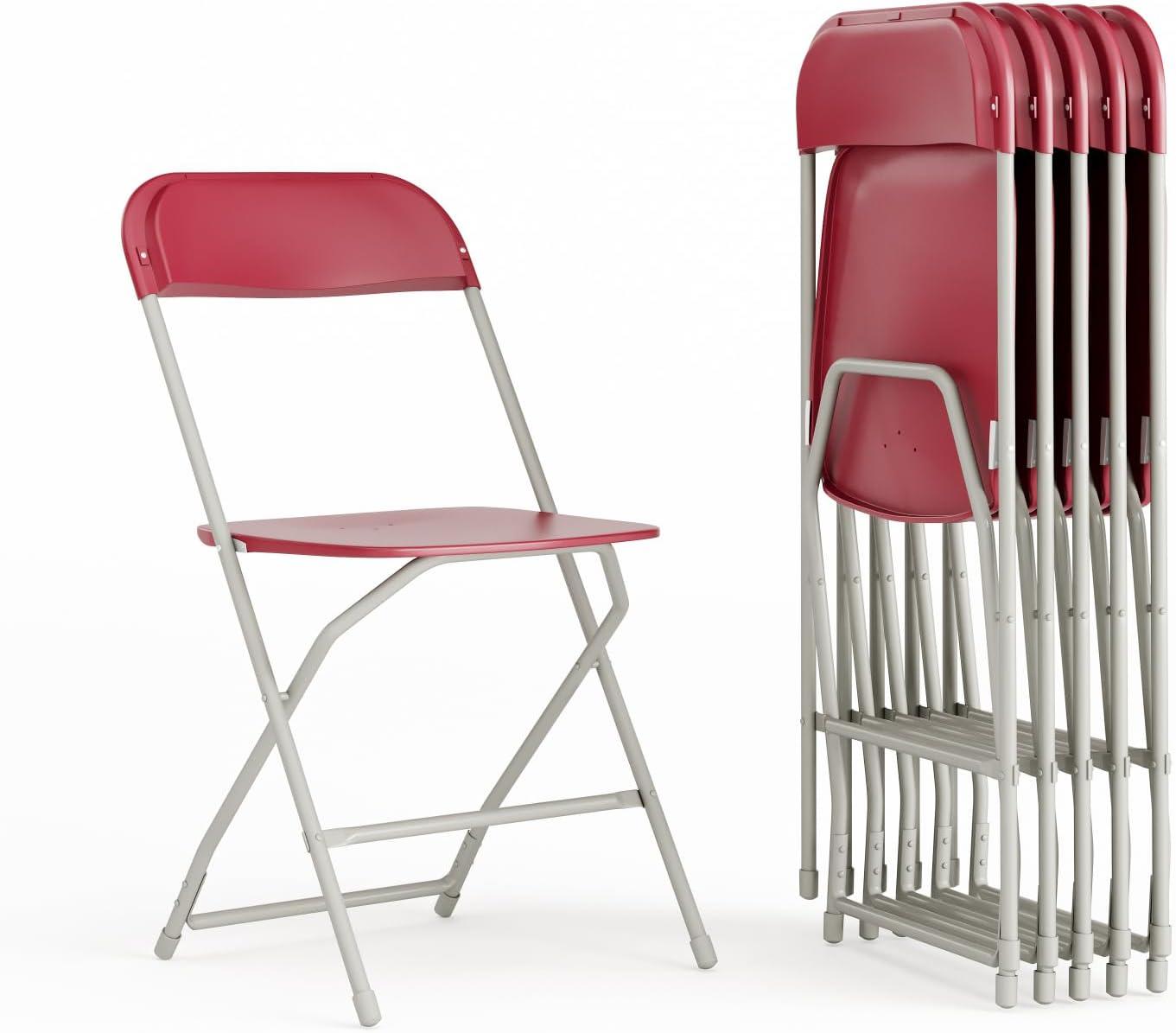 imageFlash Furniture Hercules Series Plastic Folding Chair White 4 Pack 650LB Weight Capacity Comfortable Event ChairLightweight Folding ChairRed