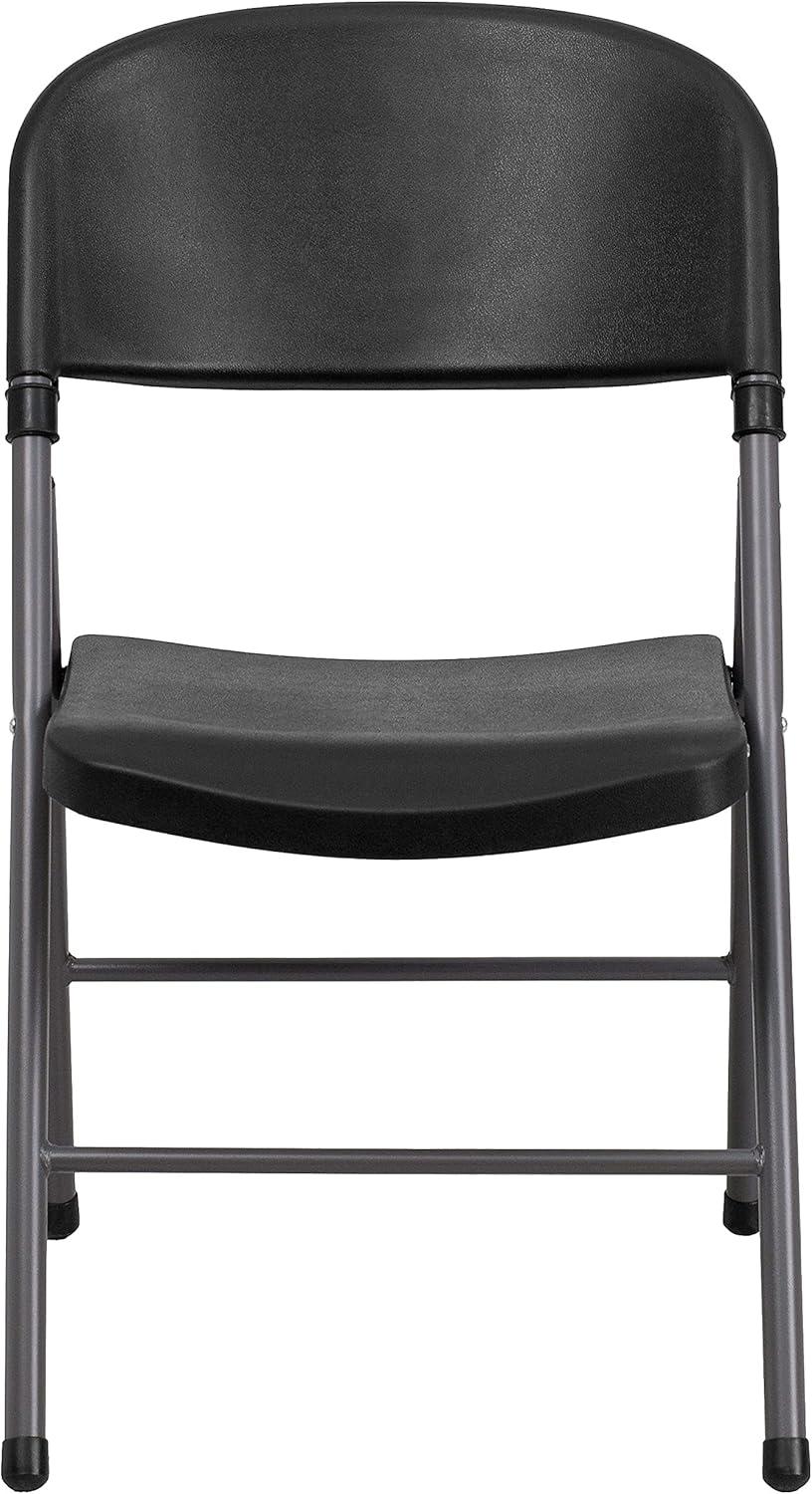 imageFlash Furniture Hercules Series Plastic Folding Chairs Lightweight Commercial Event Chairs with 330lb Static Weight Capacity Set of 4 WhiteBlackCharcoal Frame