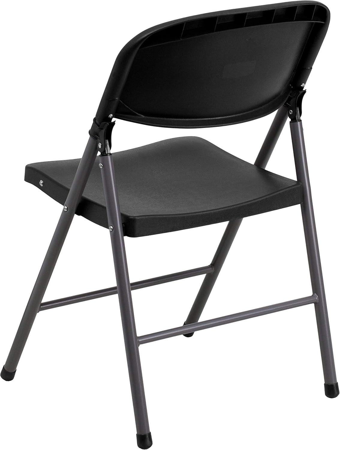 imageFlash Furniture Hercules Series Plastic Folding Chairs Lightweight Commercial Event Chairs with 330lb Static Weight Capacity Set of 4 WhiteBlackCharcoal Frame