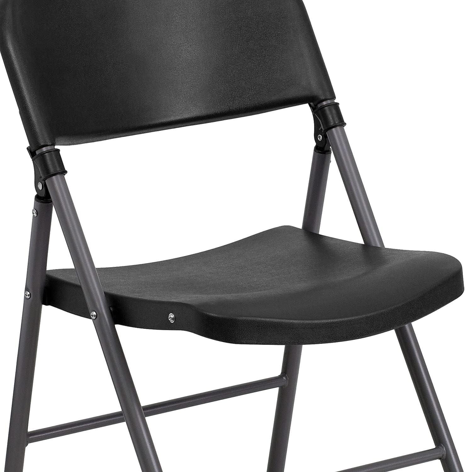 imageFlash Furniture Hercules Series Plastic Folding Chairs Lightweight Commercial Event Chairs with 330lb Static Weight Capacity Set of 4 WhiteBlackCharcoal Frame