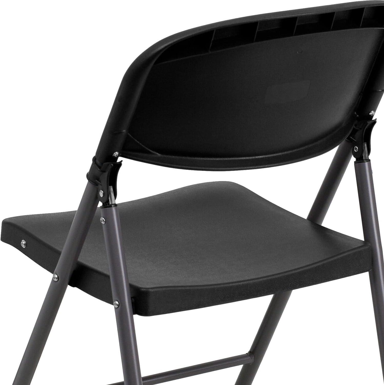 imageFlash Furniture Hercules Series Plastic Folding Chairs Lightweight Commercial Event Chairs with 330lb Static Weight Capacity Set of 4 WhiteBlackCharcoal Frame