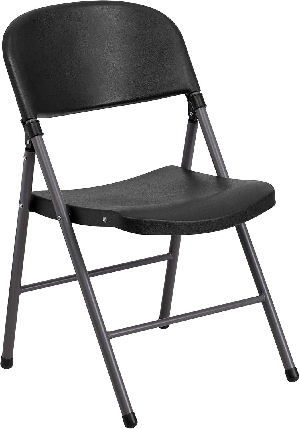 imageFlash Furniture Hercules Series Plastic Folding Chairs Lightweight Commercial Event Chairs with 330lb Static Weight Capacity Set of 4 WhiteBlackCharcoal Frame