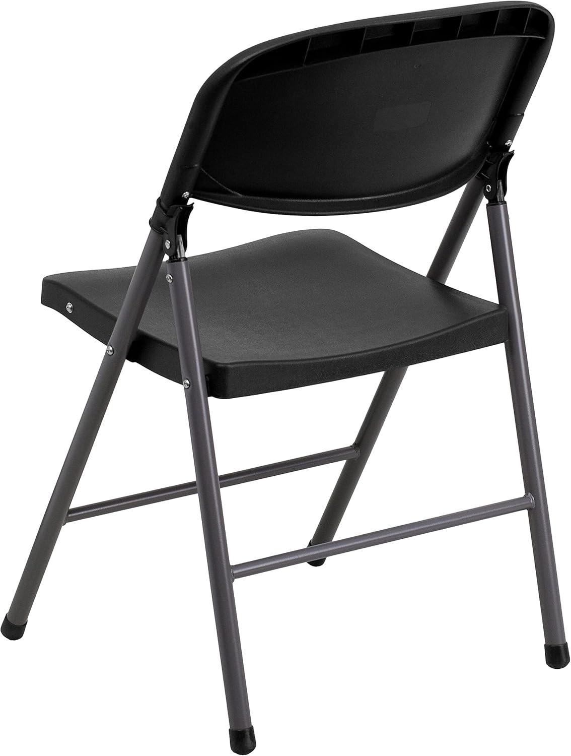 imageFlash Furniture Hercules Series Plastic Folding Chairs Lightweight Commercial Event Chairs with 330lb Static Weight Capacity Set of 4 WhiteBlackCharcoal Frame