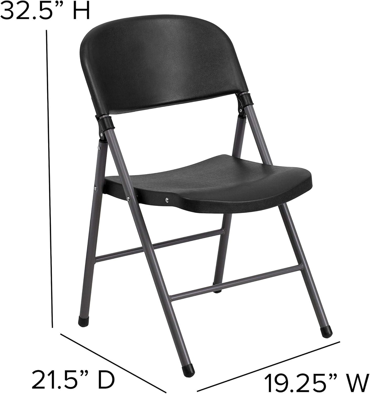 imageFlash Furniture Hercules Series Plastic Folding Chairs Lightweight Commercial Event Chairs with 330lb Static Weight Capacity Set of 4 WhiteBlackCharcoal Frame