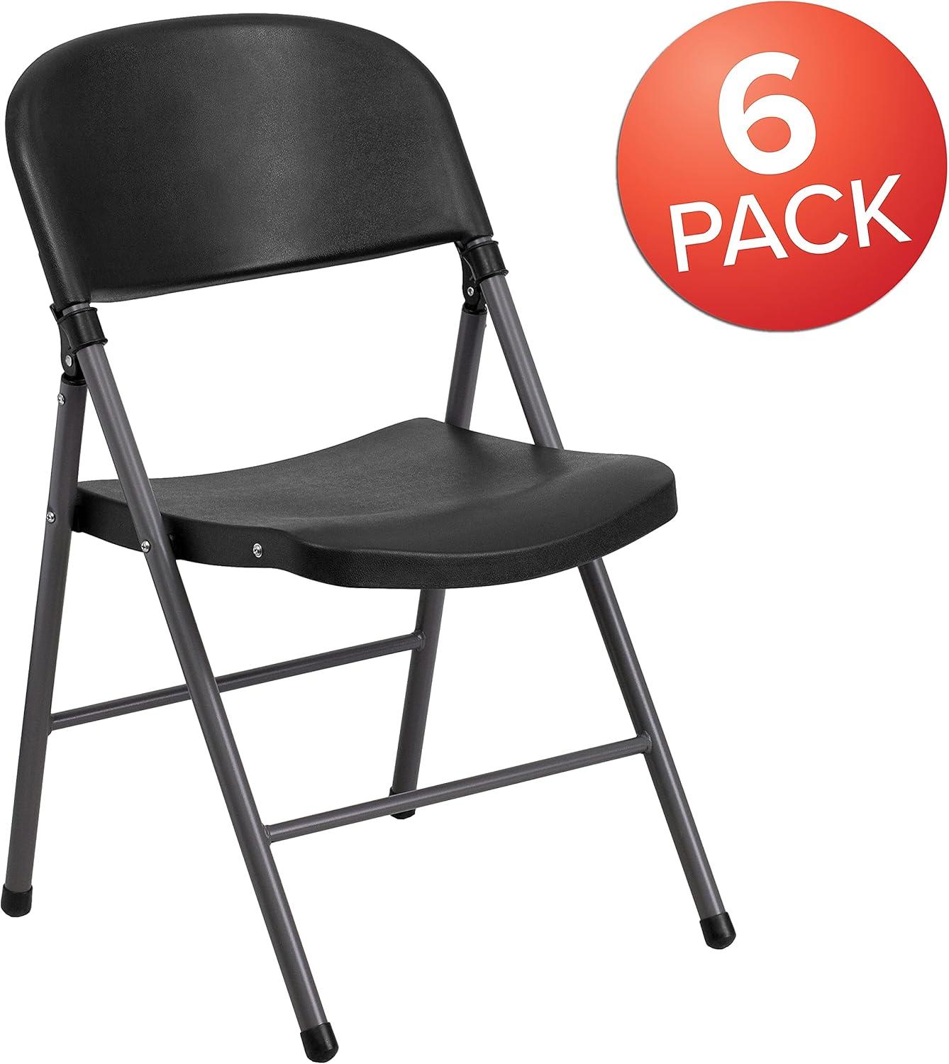 imageFlash Furniture Hercules Series Plastic Folding Chairs Lightweight Commercial Event Chairs with 330lb Static Weight Capacity Set of 4 WhiteBlackCharcoal Frame