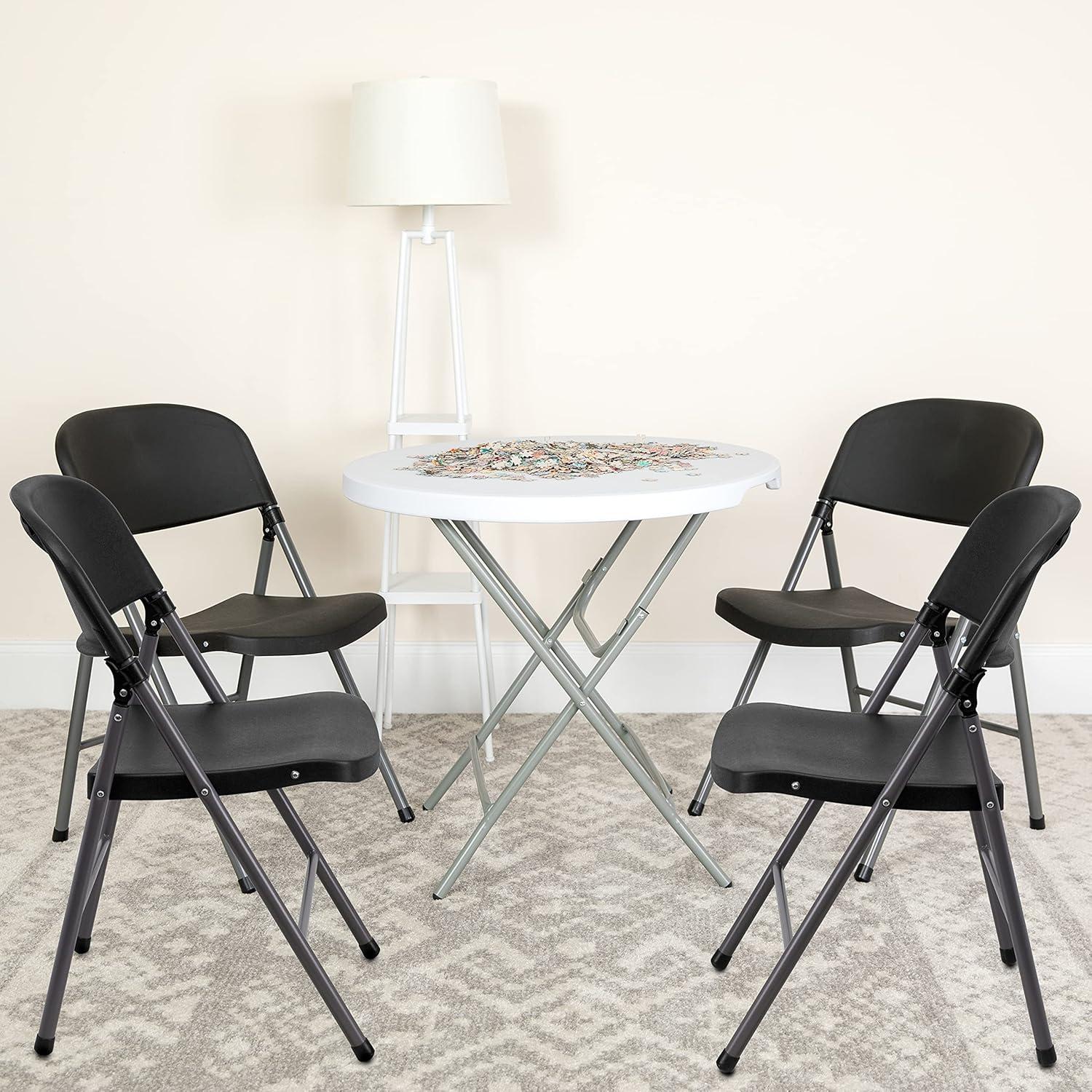 imageFlash Furniture Hercules Series Plastic Folding Chairs Lightweight Commercial Event Chairs with 330lb Static Weight Capacity Set of 4 WhiteBlackCharcoal Frame