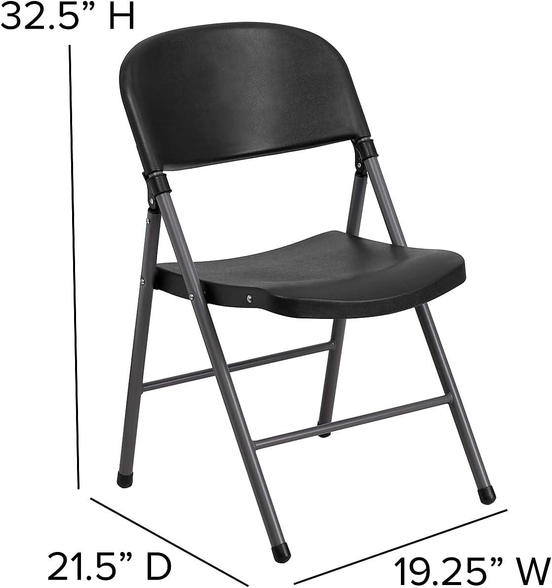 imageFlash Furniture Hercules Series Plastic Folding Chairs Lightweight Commercial Event Chairs with 330lb Static Weight Capacity Set of 4 WhiteBlackCharcoal Frame