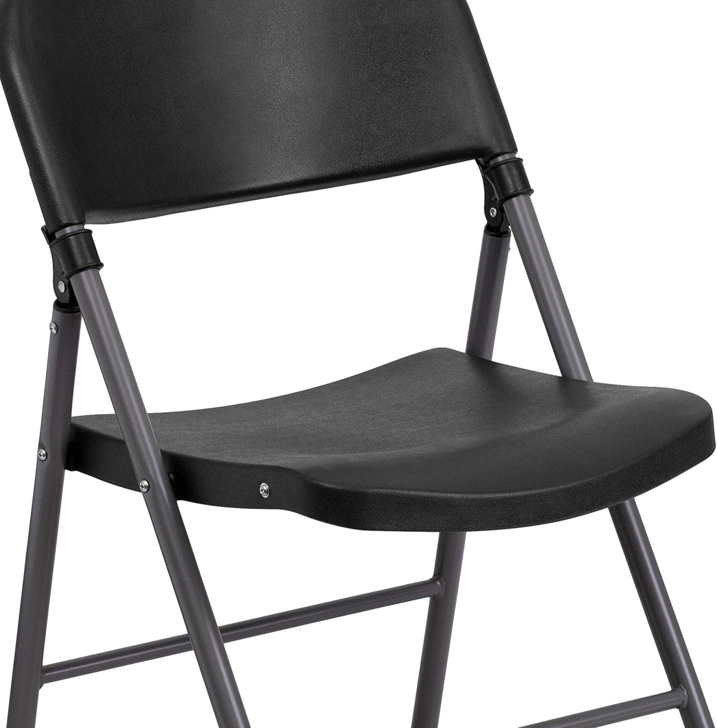 imageFlash Furniture Hercules Series Plastic Folding Chairs Lightweight Commercial Event Chairs with 330lb Static Weight Capacity Set of 4 WhiteBlackCharcoal Frame