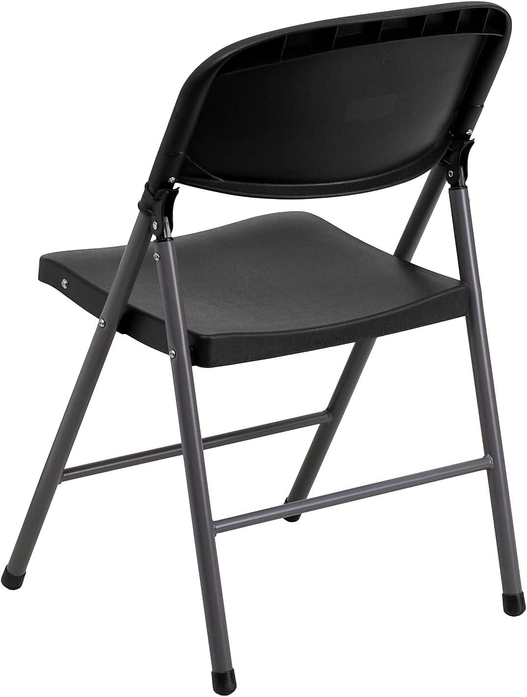 imageFlash Furniture Hercules Series Plastic Folding Chairs Lightweight Commercial Event Chairs with 330lb Static Weight Capacity Set of 4 WhiteBlackCharcoal Frame