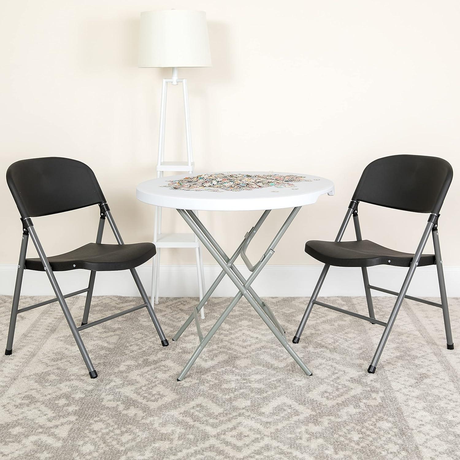 imageFlash Furniture Hercules Series Plastic Folding Chairs Lightweight Commercial Event Chairs with 330lb Static Weight Capacity Set of 4 WhiteBlackCharcoal Frame