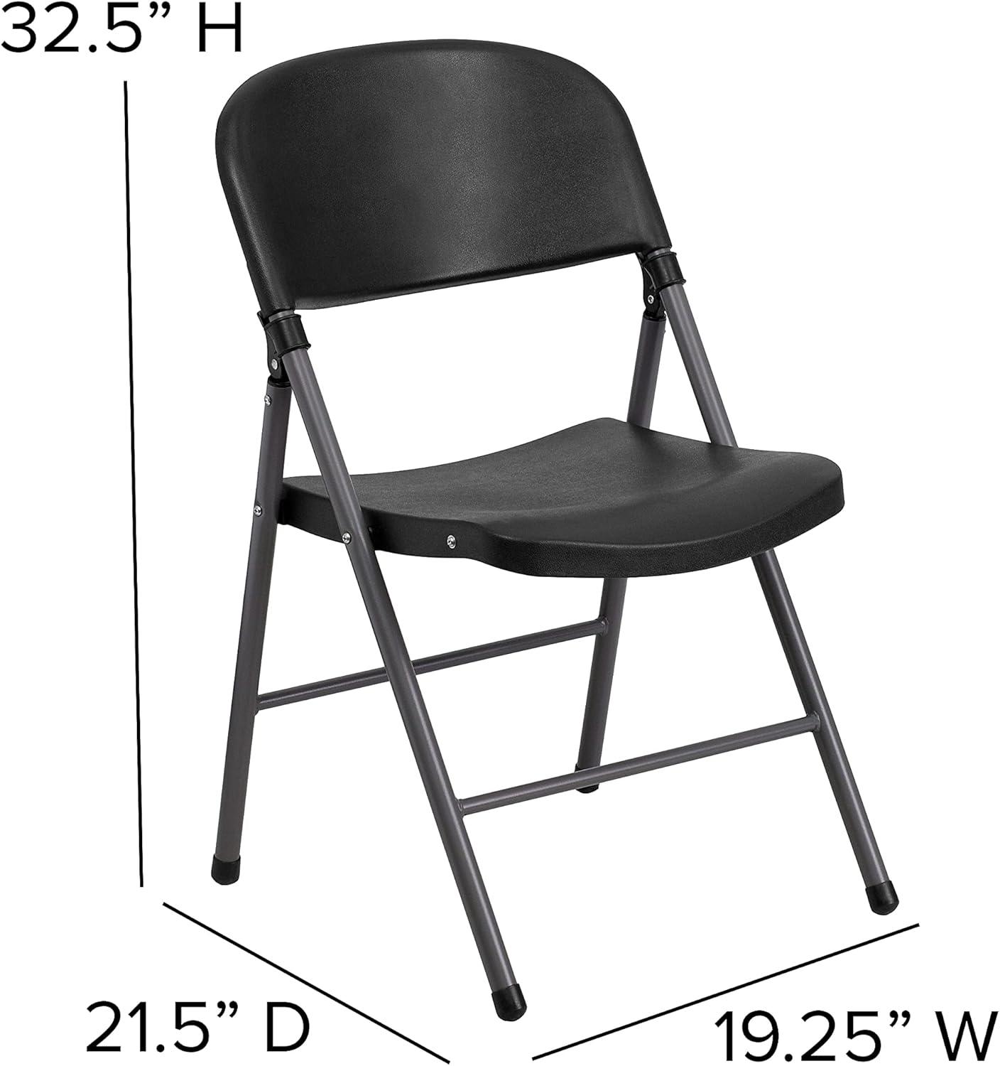 imageFlash Furniture Hercules Series Plastic Folding Chairs Lightweight Commercial Event Chairs with 330lb Static Weight Capacity Set of 4 WhiteBlackCharcoal Frame