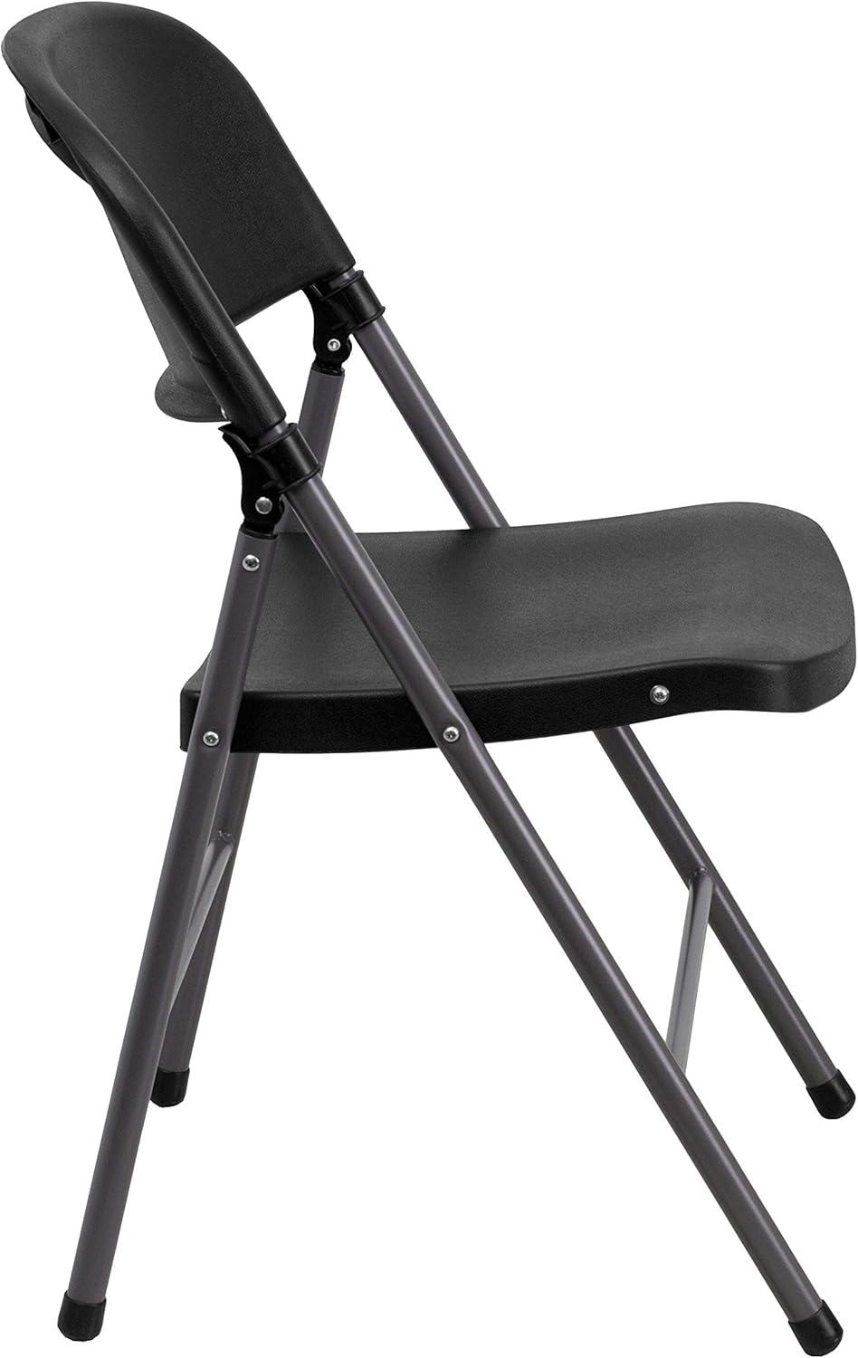 imageFlash Furniture Hercules Series Plastic Folding Chairs Lightweight Commercial Event Chairs with 330lb Static Weight Capacity Set of 4 WhiteBlackCharcoal Frame
