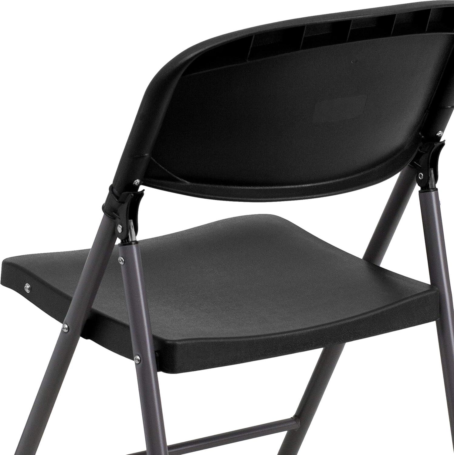imageFlash Furniture Hercules Series Plastic Folding Chairs Lightweight Commercial Event Chairs with 330lb Static Weight Capacity Set of 4 WhiteBlackCharcoal Frame